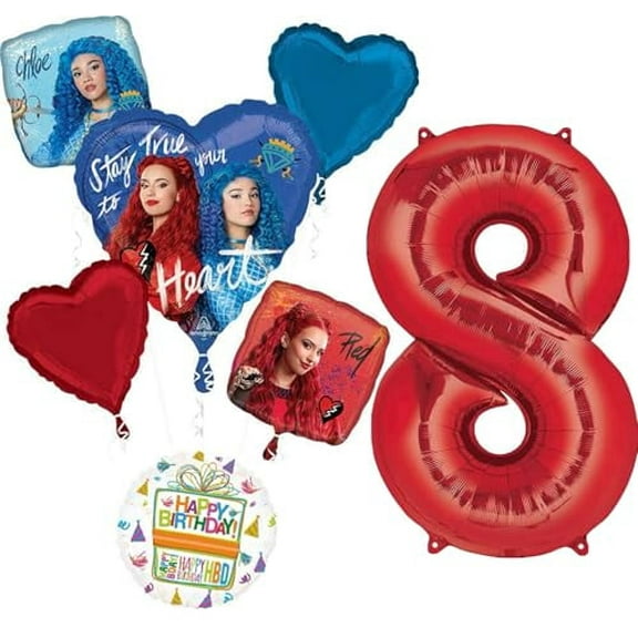The Descendants The Rise of Red 8th Birthday Party Supplies Balloon Bouquet Decorations - Red 8