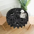 thumbnail image 3 of Halloween Round Tablecloth 70 Inch Black White Bats Spider Webs Table Cloth Halloween Fall Autumn Holiday Table Covers Polyester Indoor Outdoor Tablecloths for Kitchen Dining Party, 3 of 6