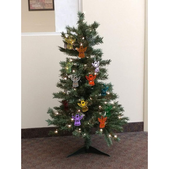 SIBE-R-PLASTIC SUPPLY Acrylic Multi Colored Angel for DIY Kids Crafts Christmas Tree Ornaments Individual or String Hanging [12 Pack]