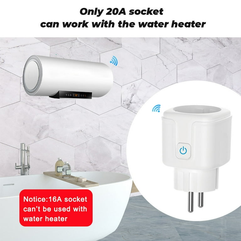 DALX Tuya WiFi Smart Plug Wireless Bluetooth-compatible Dual Modes Socket  for Water Heater 20A Fireproof Power Outlet EU Plug 