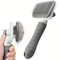 thumbnail image 2 of Self Cleaning Pet Grooming Brush For Dogs & Cats Bent Needle For Shedding & Massage Easy To Clean Durable Design A Utility, 2 of 7