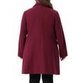 thumbnail image 4 of Agnes Orinda Women's  Plus?Size?Coat Long?Sleeve?Lapel Collar Double Breasted Elegant Pea Coat 2X Burgundy, 4 of 7