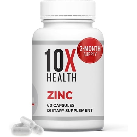 10X Health Zinc Picolinate 30 mg Capsules – Zinc Supplement for Immune support, 60 Capsules