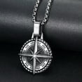 thumbnail image 2 of GKNET Mens Stainless Steel Nautical North Star Marine Compass Anchor Pendant Necklace, 2 of 6