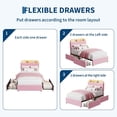 thumbnail image 3 of IdealHouse Twin Extra Long Velvet Upholstered Platform Bed Frame, Storage Headboard 2 Drawers LED Lights, No Box Spring Needed Easy Assembly Pink, 3 of 6