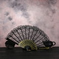 thumbnail image 2 of Fdelink Fans Clearance Lace Fan Hand Party Style Held Flower Wedding Chinese Dance Silk Folding Fans Black, 2 of 2