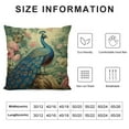 thumbnail image 5 of MLJA  Chinoiserie Pillowcase Turquoise Coral Peacock Pillow Case Pillow Cover Rustic Square Couch Sofa Cushion Covers for Sofa Couch Living Room Car, 5 of 5