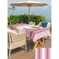 thumbnail image 6 of 52x70 Inch Outdoor Tablecloth with Umbrella Hole Zipper Rectangle Pink Ombre Stripe Rectangular Tablecloths Outside Waterproof Farmhouse Simple Striped Patio Table Cloth Cover for Picnic Party, 6 of 8