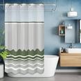 thumbnail image 6 of No Hook Dark Green Striped Shower Curtain with Snap in Liner Set, Abstract Modern Geometric Stripes Waterproof Fabric Bathroom Curtains with See Through Top Window, Hotel Style Small 36 x 72 Inch, 6 of 9