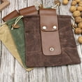 thumbnail image 3 of Wovilon Storage Bags Outdoor Folding Canvas Fruit Picking Belt Bag, Jungle Craft Bag, Leather Belt Hanging Foraging Bag, 3 of 8