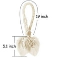 thumbnail image 2 of 2 Pack Boho Curtain Tiebacks,Hand Knitting Cotton Curtain Holdbacks with Adjustable Natural Wooden Bead,Double Leaves Farmhouse Theme Curtain Tie Backs, for Indoor Outdoor Drapes Decorative,(Beige), 2 of 7