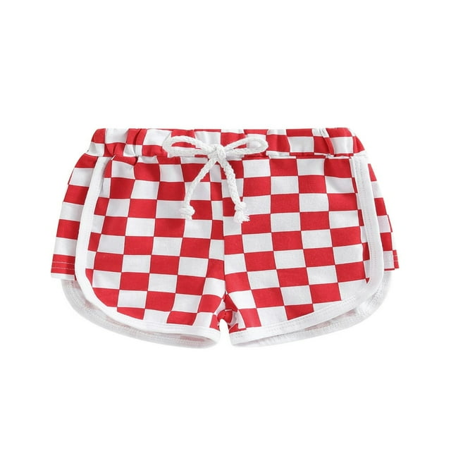 Girl Summer Shorts Checkerboard Tie-up Elastic Waist Short Pants