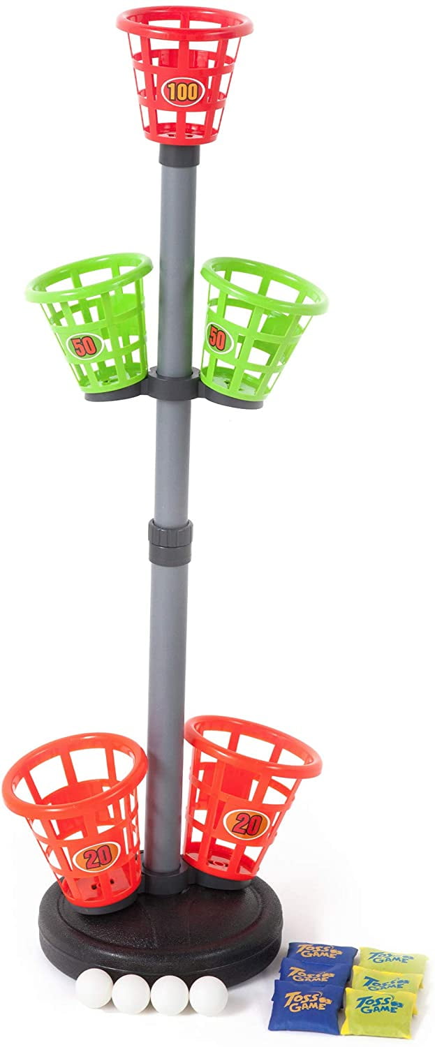 Sport Squad Precision Basket Tower Toss Bean Bag Toss Game For Adults And Kids Indoor Or Outdoor Use Throw The Included Bean Bags And Ping Pong Balls Into Bucket