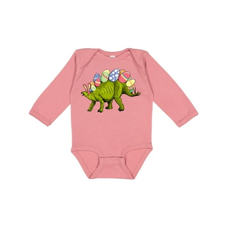 

Inktastic Easter Bunny Stegosaurus with Eggs and Pink Ears Gift Baby Boy or Baby Girl Long Sleeve Bodysuit