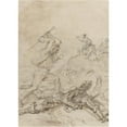 thumbnail image 2 of Jean-Honoré Fragonard 14x18 Black Ornate Wood Framed Double Matted Museum Art Print Titled - The Muleteer Attacking Don Quixote as He Lies Helpless on the Ground (1780s), 2 of 5