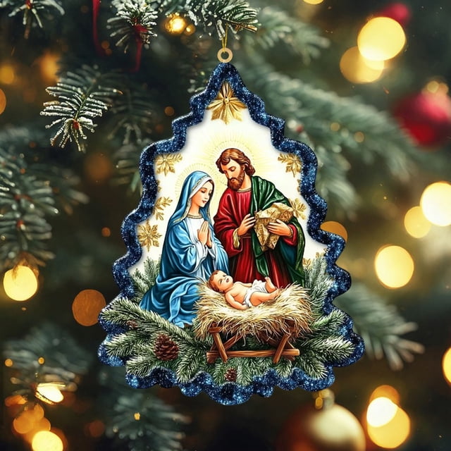 Rvkxad Transparent Nativity Pendant, Christmas Scene Flat Ornament for Tree, Religious Commemorative Decor, Clear Printing Ornament