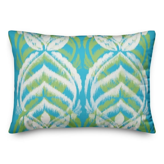 Creative Products Blue and Green Leaf Pattern 14x20 Indoor / Outdoor Pillow