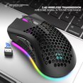 thumbnail image 2 of Souris Sans Fil USB Rechargeable 7 Boutons 3 Vitesses 1600 DPI Réglable Nid d'Abeille Creux Bleu/rose/noir/blanc-bleu, 2 of 6