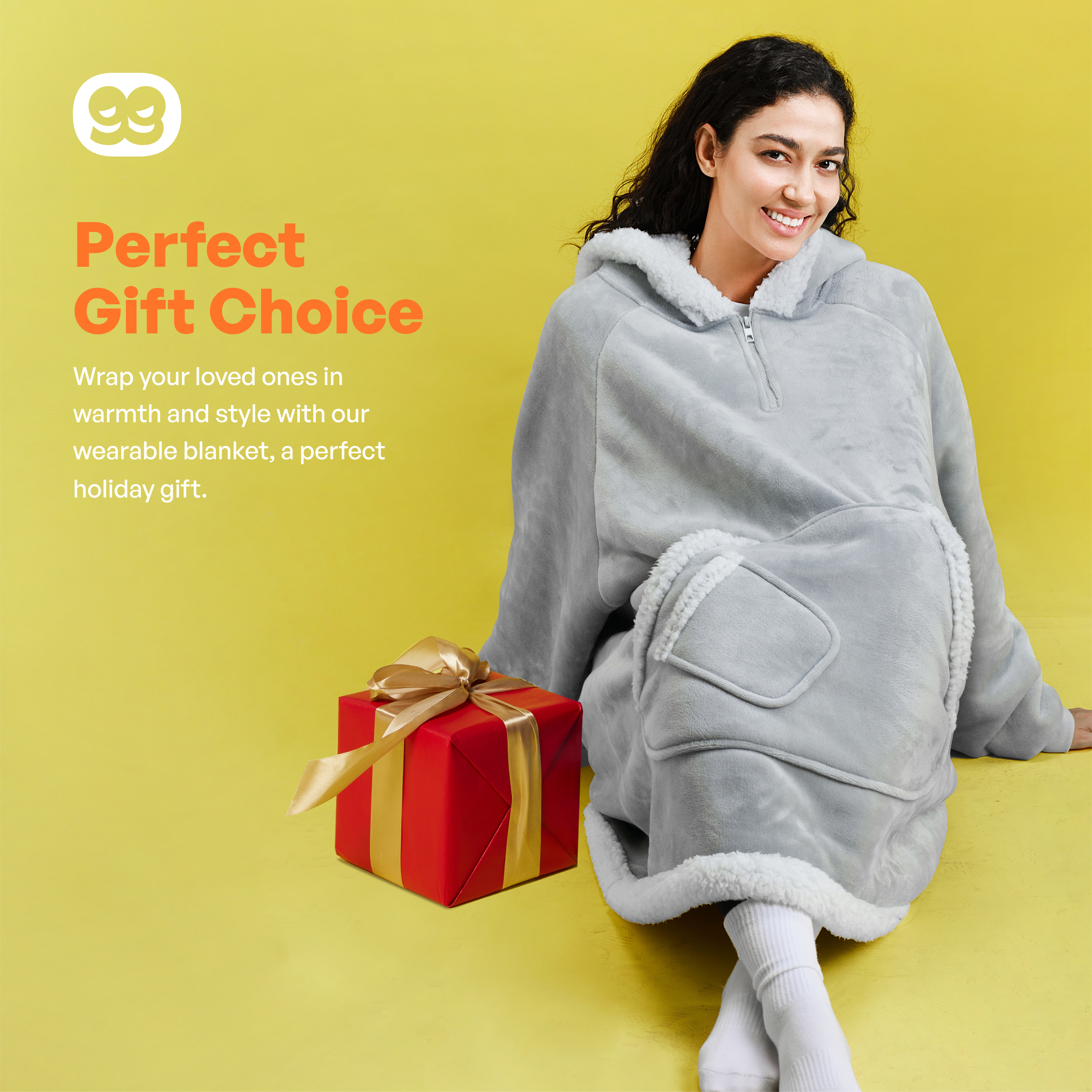 Joyfy Wearable Blanket Hoodie,Oversize Hoodie Fleece Sweatshirt Wearable Blanket for Women and Men,Clothing Gift for Women Men Mom Dad,Giant Hood Pocket and Sleeves for Adult(Grey,Oversize)