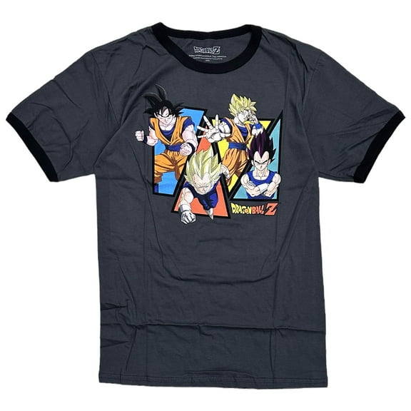 Dragon Ball Z Men's Goku Vegeta Gohan Character Group Japanese Anime Tee T-Shirt (Small, Black Wash)