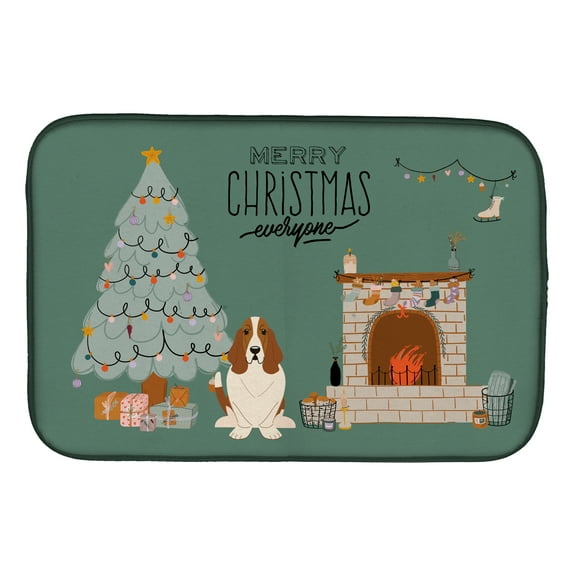Basset Hound Christmas Everyone Dish Drying Mat