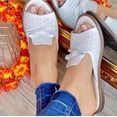 thumbnail image 2 of Zapatillas de mujer con estilo 2022, zapatillas de verano para exteriores con recortes de cuero genuino para mujer, zapatillas cómodas con cuña de fondo grueso para mujer, talla 41 Gao Jinjia LED, 2 of 2