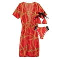 thumbnail image 4 of WIZUTIZ Bikini Aguichant Imprimé Trois Pièces Maillot de Bain Fendu Rouge Liquidation, 4 of 5