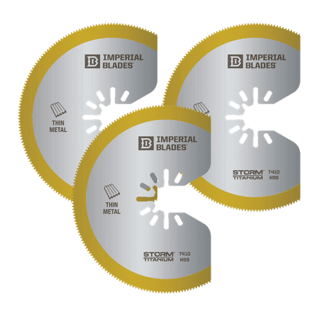 

Imperial Blades IBOAT410-3 ONE FIT 3-1/8 Titanium Enhanced Segmented Oscillating Saw Blade Multi-Tool Accessory 3PK