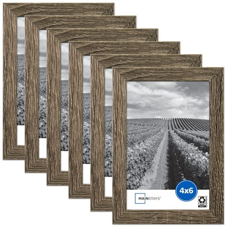 Mainstays 4x6 inch Rustic Gray 0.5" Gallery Wall Picture Frame, Set of 6