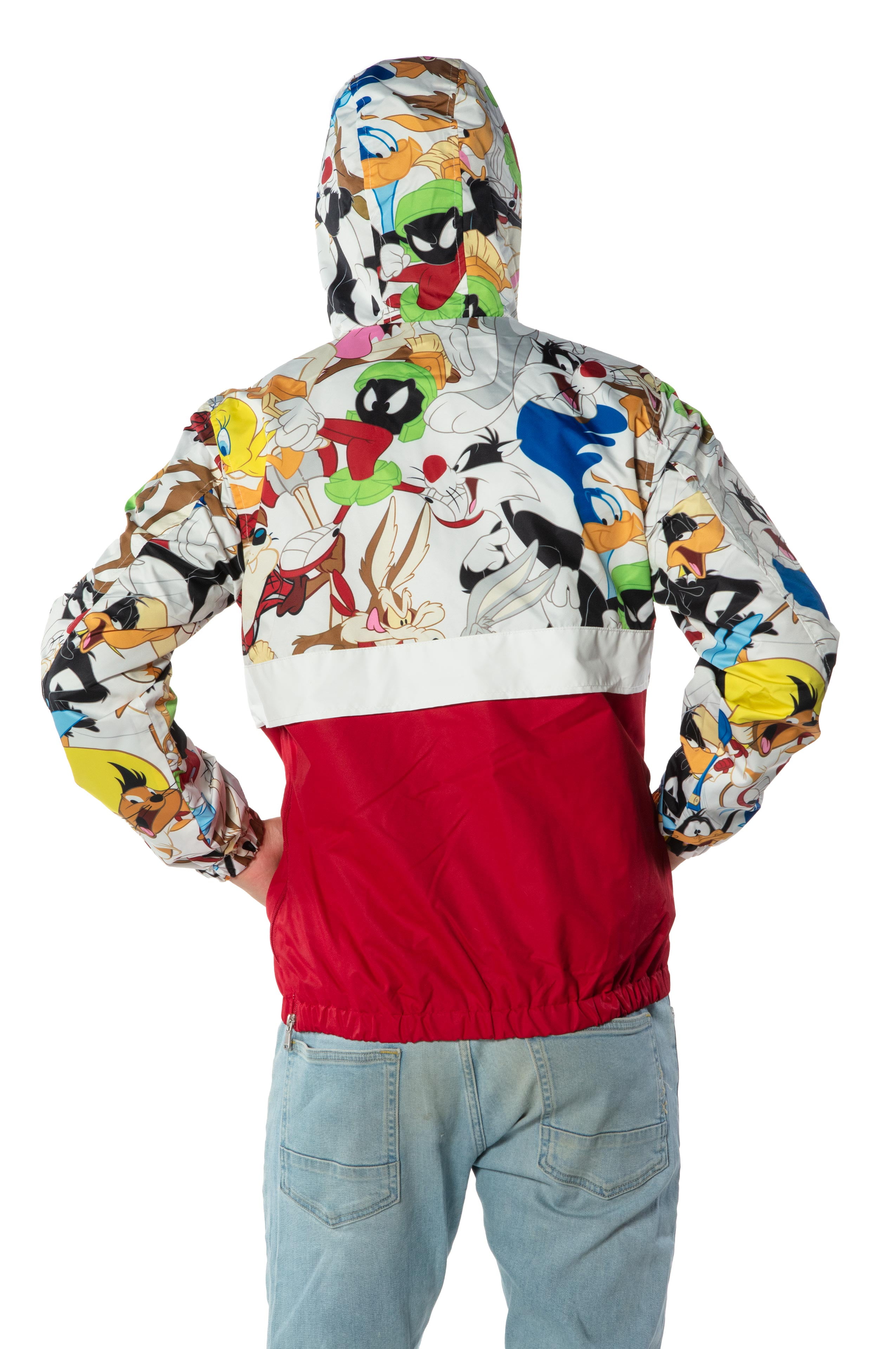  Members Only Men's Looney Tunes Pullover Half Zip Jacket with  Hood (Silver, Medium) : Automotive