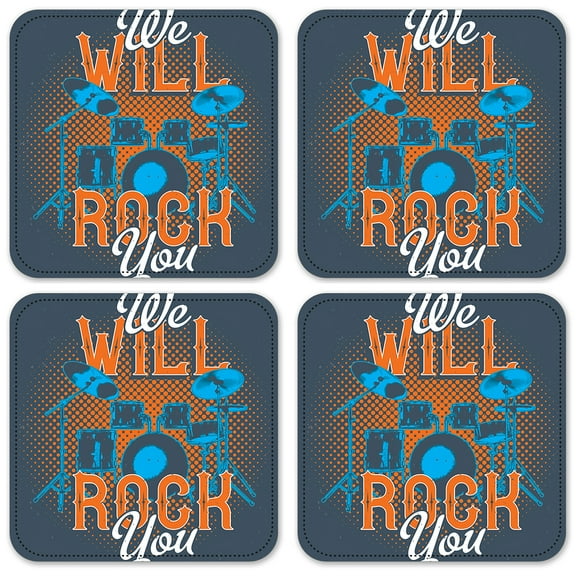 Vinyl Drink Coasters - Set of 4 - We Will Rock You