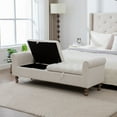 thumbnail image 4 of S-HOME Minimalist Large Storage Bench With Rolled Armrest In Napped Fabric 65.75", Versatile Daybed With Rubberwood Legs, For Bedroom And Dormitory, Beige, 4 of 11