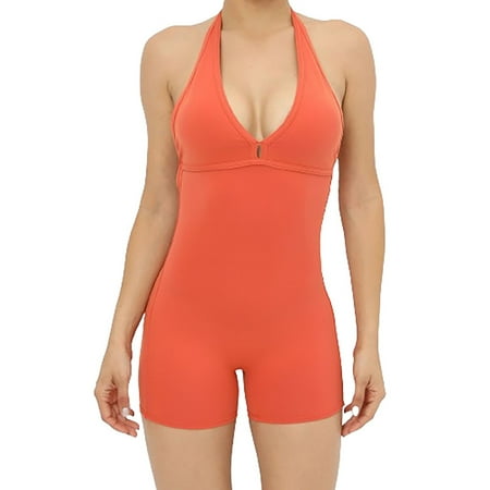 OGLCCG Women s Sexy Sleeveless Yoga Jumpsuits Shorts Bodysuit One Piece Halter Deep V Neck Backless Bodycon Jumpsuits
