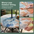thumbnail image 5 of Round Outdoor Tablecloth with Umbrella Hole and Zipper, Sea Turtle Coastal Tablecloth with Elastic Waterproof, Summer Beach Coral Nautical Teal Wood Patio Table Covers for 31" - 35" Pool Tables, 5 of 9