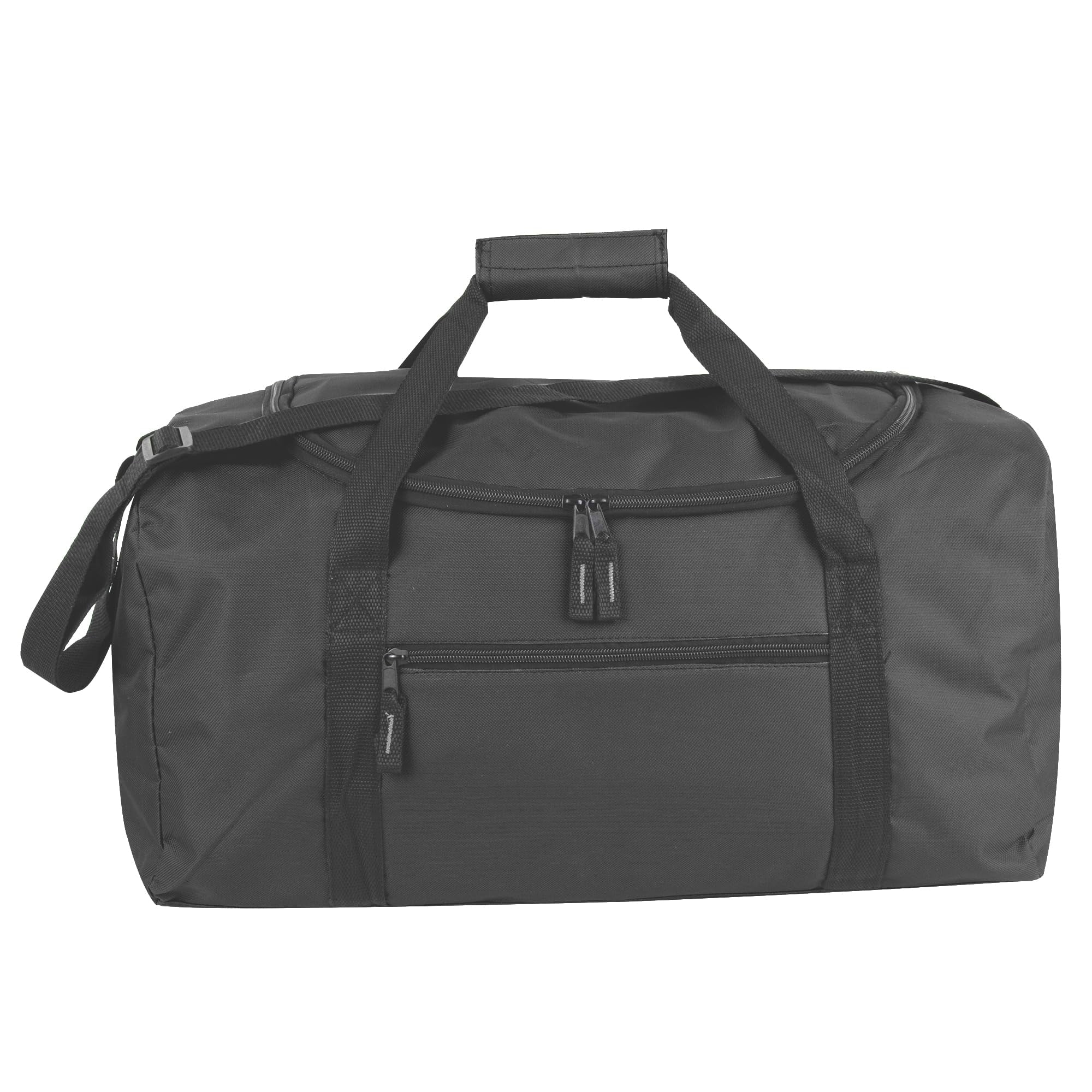 24 Pack of Bulk Wholesale 20 Inch 40 Liter Weekender Overnight Duffel Shoulder Bags for Sports, Travel and Commute in Black
