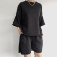 thumbnail image 3 of Womens 2 Piece Outfits 3/4 Sleeve Tops And Elastic Waist Shorts Sets Loungewear Conservative Swimsuits for Women Swim Suit Athletic Suits for Women Short Pants Swimsuit for Women Women Swim Shorts, 3 of 6