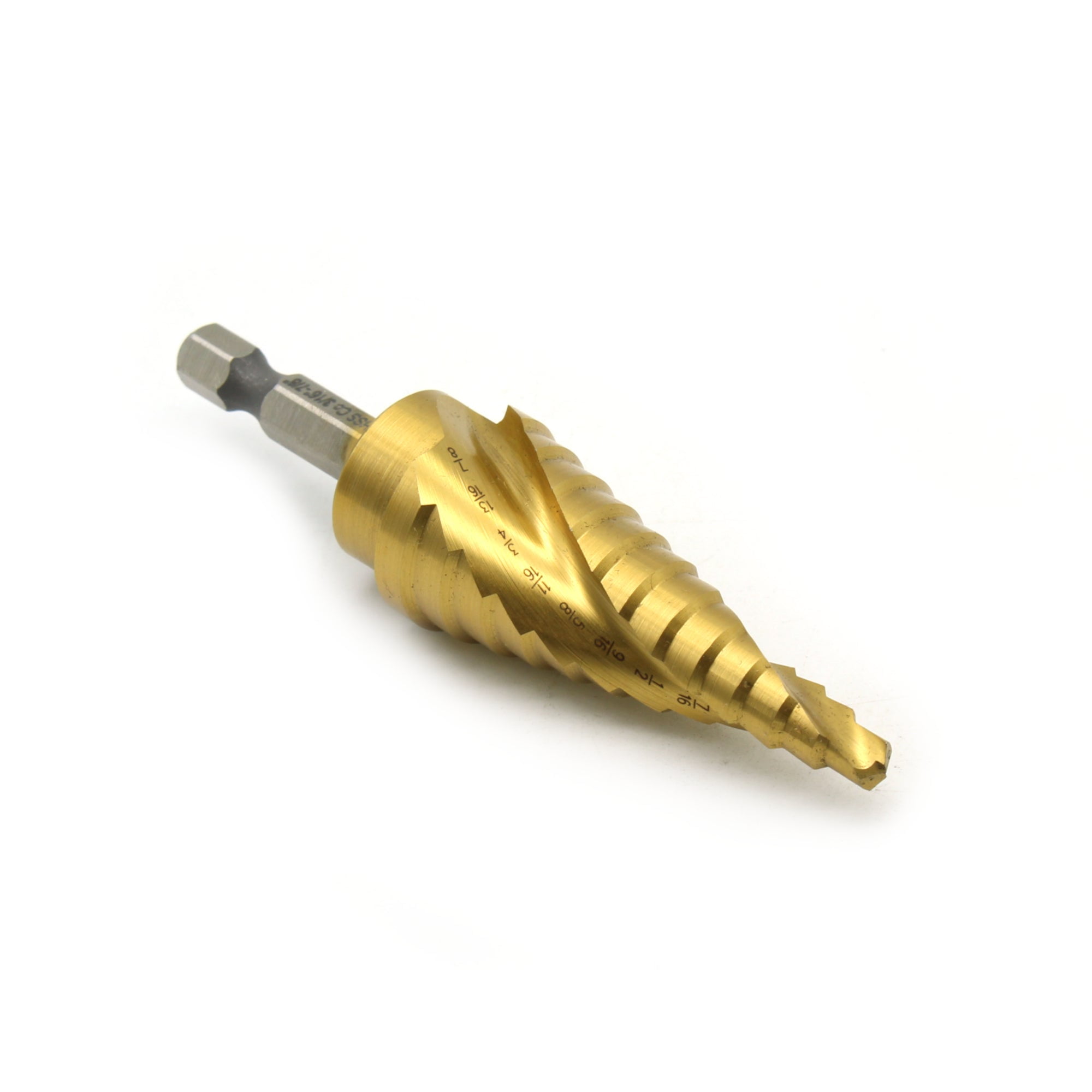 TEMO M35 Cobalt Spiral Flute Step Drill Unibit with Titanium Coating, 12 Sizes 3/16 Inch (4.8 mm) to 7/8 Inch (22.2 mm), 1/4 Inch Hex Shank