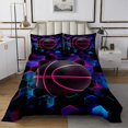 thumbnail image 1 of Erosebridal Ball Game Basketball Coverlet Set King,Neon Hexagon Bedding Set,Geometry Decor,3-Piece, 1 of 5