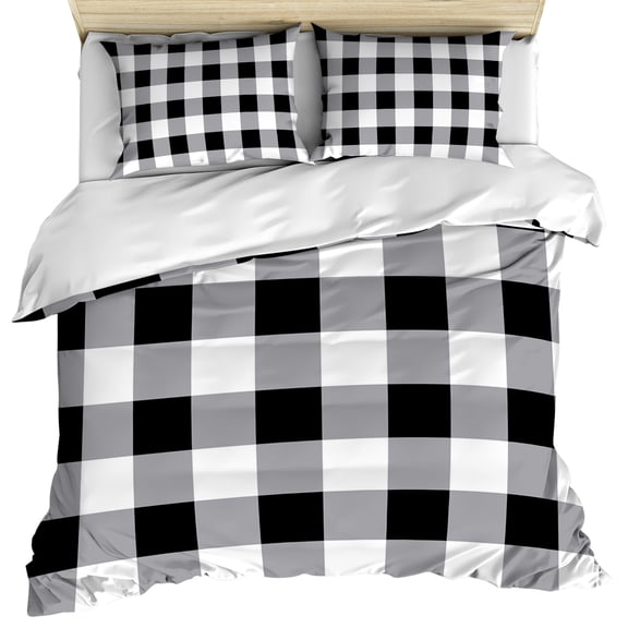 Vintage Farmhouse Duvet Cover Twin Size, Black and White Checkered Comforter Cover with Zipper Closure, 3 Piece Bedding Sets 1 Duvet Cover 68x90 Inches and 2 Pillow Shams