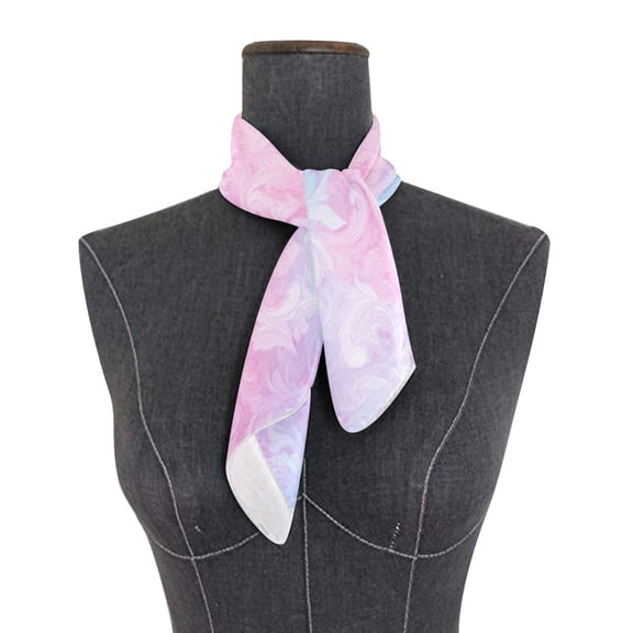 Square Scarf 24x24 Inch Dreamy Gradient Scroll Print Silky Satin Sun Protection Neck Scarf for Women Multi-Purpose Head Wrap Bandana for Hair Bag Decoration