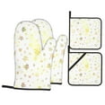 thumbnail image 1 of YFYANG Mitaines de Four et Supports de Pot Ensembles 4 Pcs, Antidérapant Résistant à la Chaleur Ligne Jaune Graffiti Gant de Cuisine Tapis de Pot pour Cuisiner et Pâtisser, 1 of 8