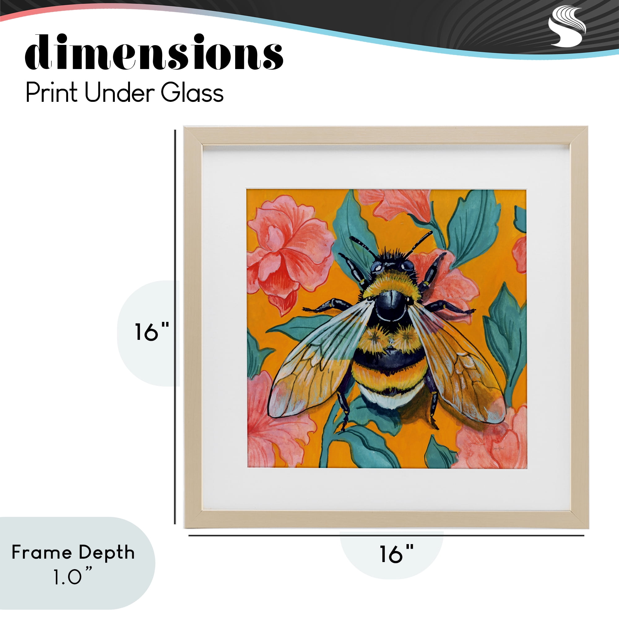 Stupell Industries Bumble Bee & Flower Pattern Birch Framed Print Under Glass, design by Kate Jarvik Birch