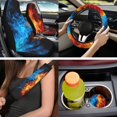thumbnail image 2 of XYZCANDO Ice and Fire 14 Pieces Auto Seat Covers Full Set Steering Wheel Cover Center Console Pad Seat Belt Covers Headrest Covers Cup Coasters for Most Cars SUVs Sedans, 2 of 7