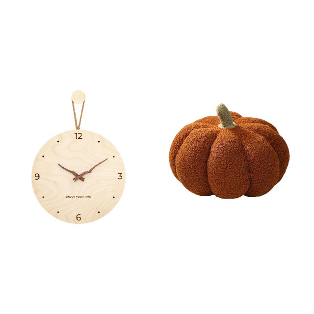 Reloj de pared,Reloj de pared decorativo para sala de estar,silencioso,Almohadas de calabaza de Halloween,Almohadas de calabaza de Halloween Decoración del hogar Suave,Cojines de calabaza para