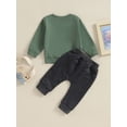 thumbnail image 4 of vera natura Toddler Boys Fall Outfits Letter Print Crew Neck Long Sleeve Sweatshirts and Long Pants 2Pcs Clothes Set, 4 of 9