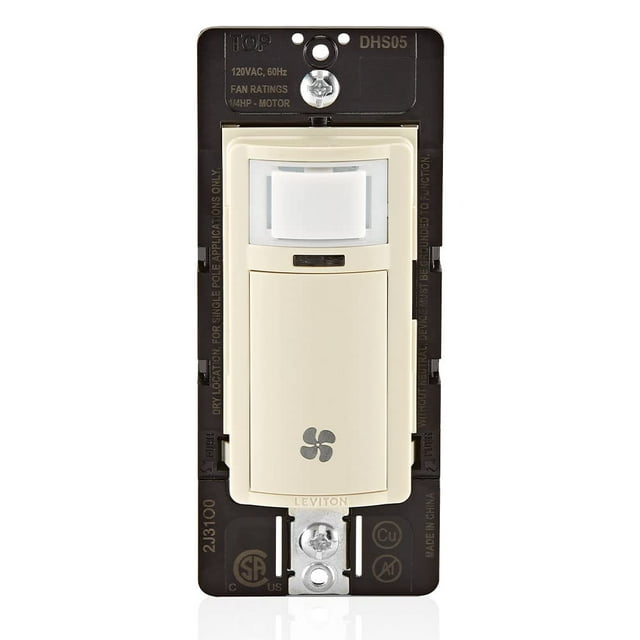 Sensor de humedad e interruptor de control del ventilador Leviton Decora DHS05-1LT