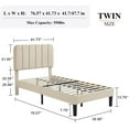 thumbnail image 4 of VECELO Twin Size Upholstered Beds, Modern Platform Bed Frame with Adjustable Headboard, Wooden Slats Support/No Box Spring Needed, Beige, 4 of 12
