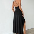 thumbnail image 4 of Pisexur Robes de Cocktail pour Femmes Mode à une Épaule Plissée Fendue Robe d'Invitée de Mariage Couleur Unie Robes de Soirée pour Femmes Formelles Mode Sans Manches Fente Haute Robe Maxi TP-L Noir, 4 of 8