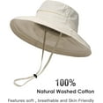 thumbnail image 2 of Sun Hats for Women Gardening Hat Wide Brim Ponytail Beach Sun Protection Breathable Cotton Summer Hat with Fold-Up Brim, 2 of 16