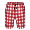 thumbnail image 4 of Kdxio Red Checkboard Pattern Mens Casual Shorts - Drawstring Summer Beach Sports Shorts for Men, 4 of 9